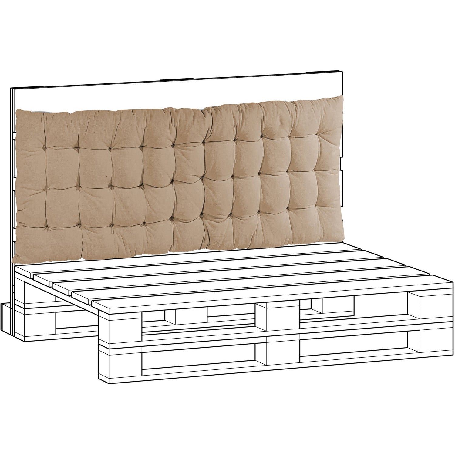 VESTIAMO CASA - Cuscino schienale Pallet tortora - 120x40 cm spessore 5 cm